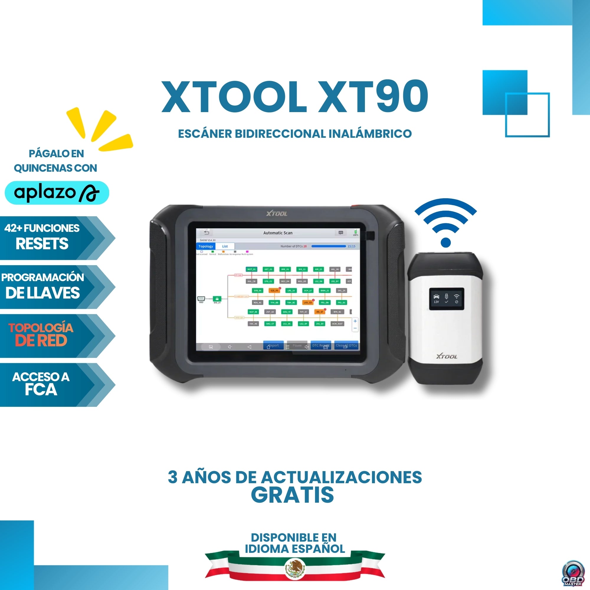 Escáner Profesional Xtool XT90 Can-FD DoIP Codificación + 3 Años Updates