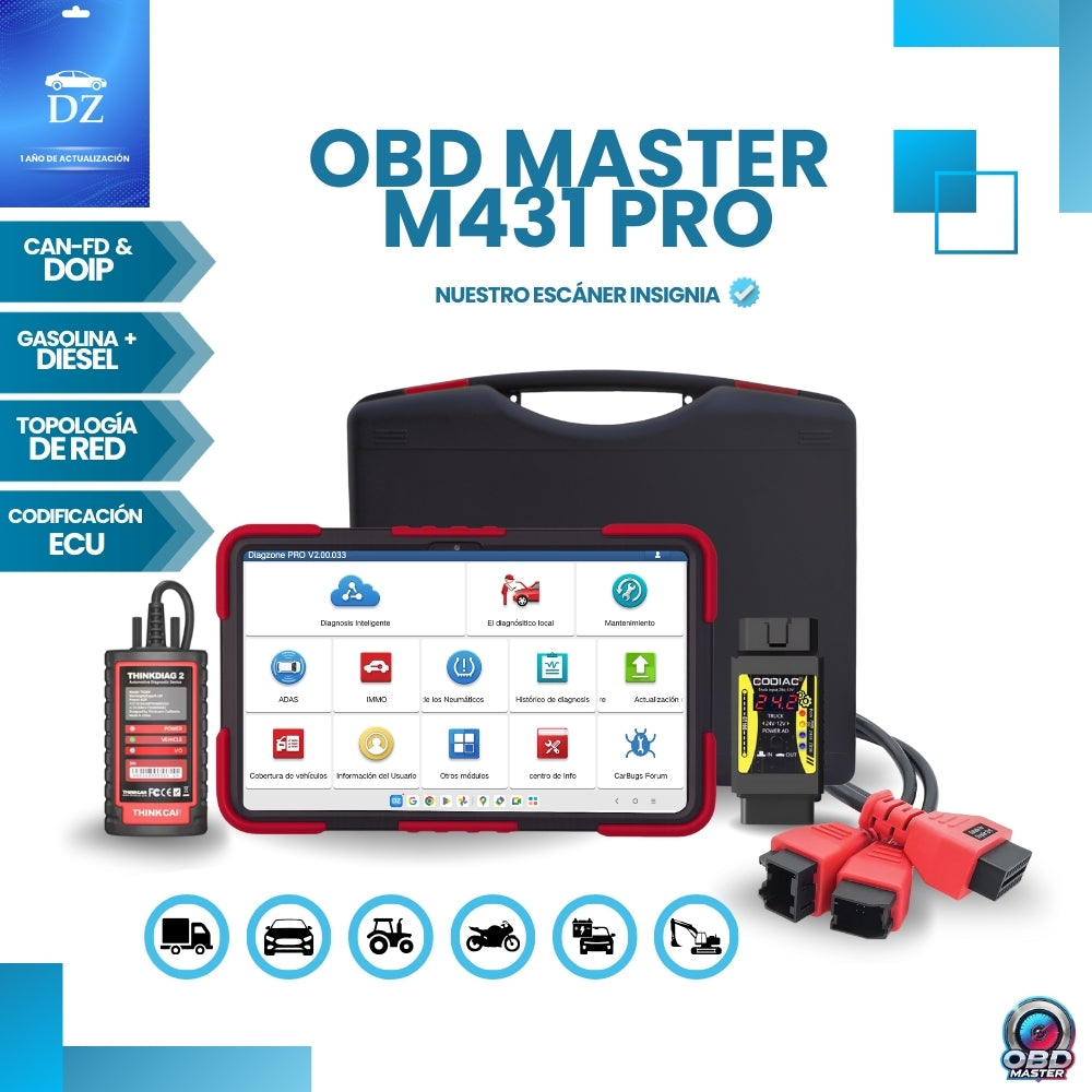 Kit de Escáner OBD Master M431 PRO (GEN 1) para Autos y Camiones con Topología de Red