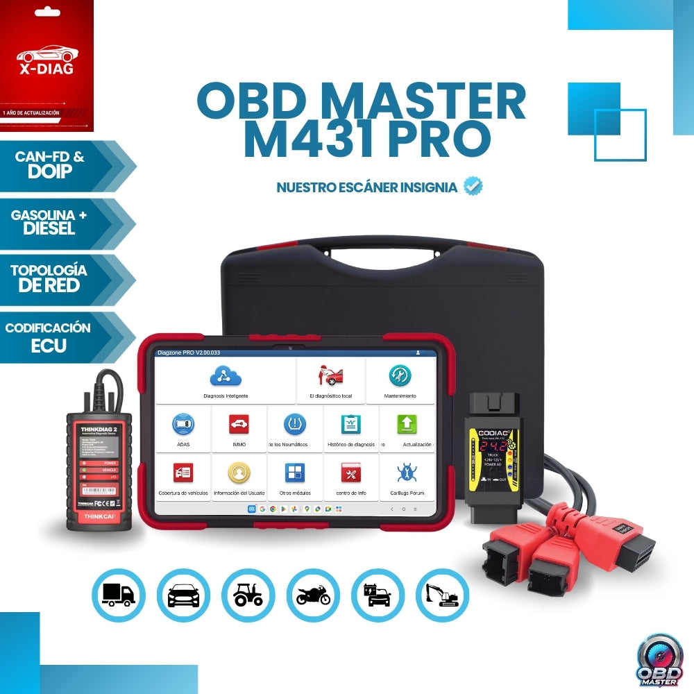Kit de Escáner OBD Master M431 PRO (GEN 1) para Autos y Camiones con Topología de Red