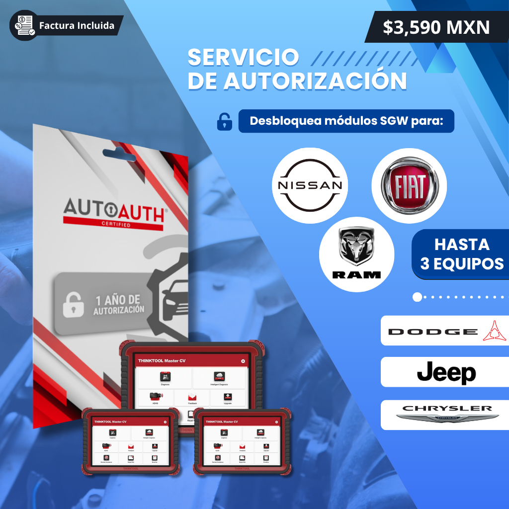Licencia Anual FCA + Nissan: Desbloqueo de SGW - 3 Equipos
