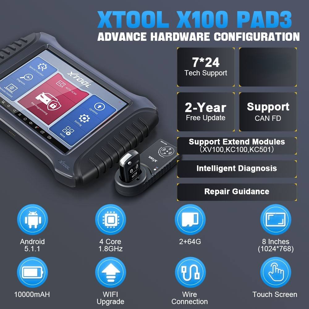 Escáner y Programador de Llaves XTOOL X100 PAD3