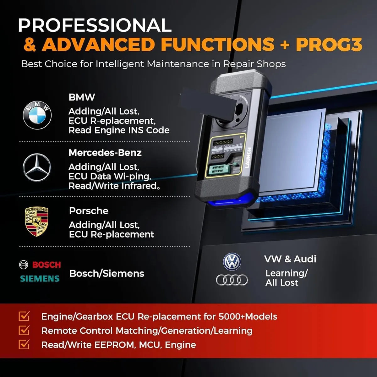 Launch X431 IMMO PLUS 2025 | Programador de Llaves + X-PROG3 | Clonación ECU & 2 Años Updates