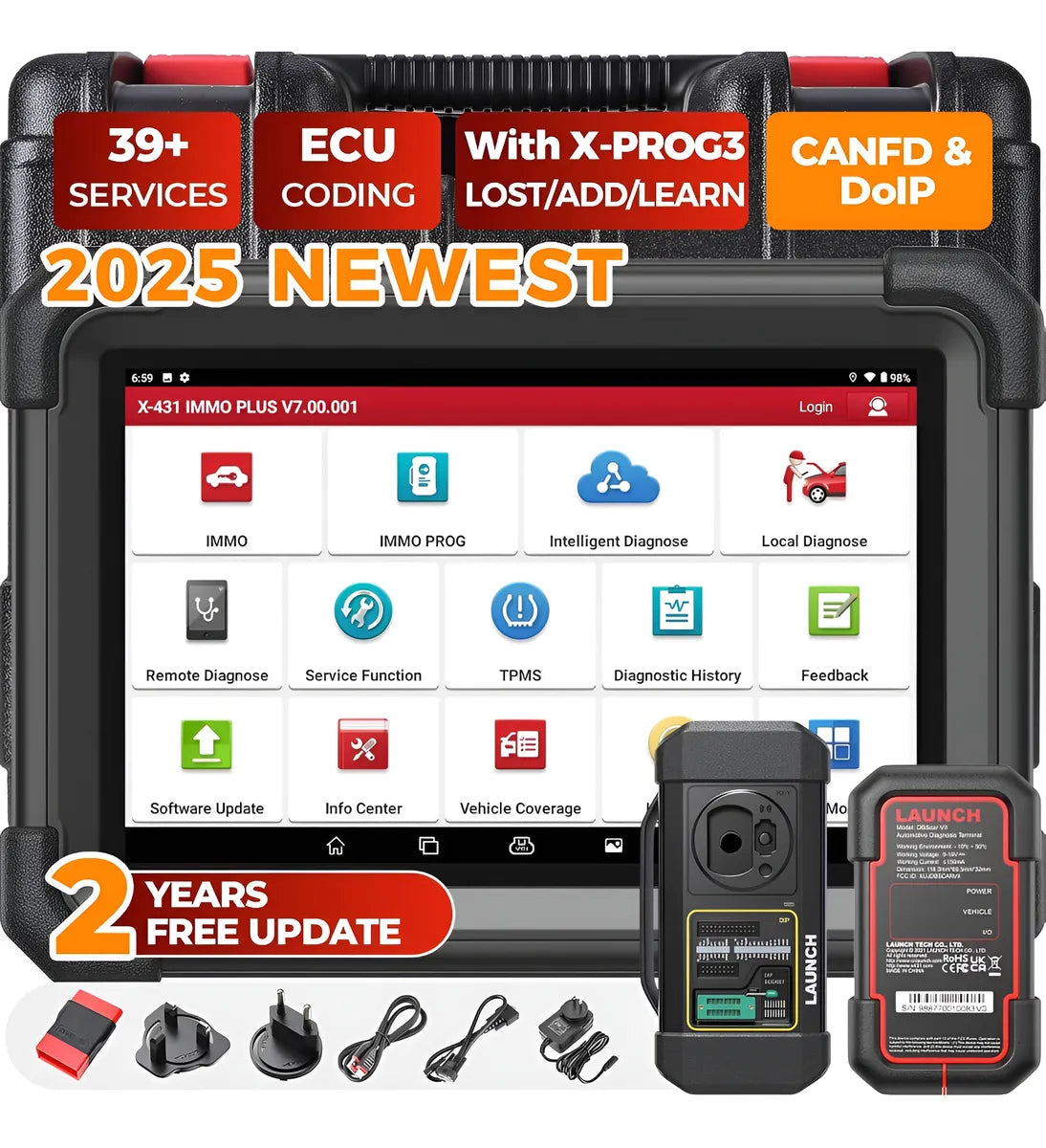 Launch X431 IMMO PLUS 2025 | Programador de Llaves + X-PROG3 | Clonación ECU & 2 Años Updates