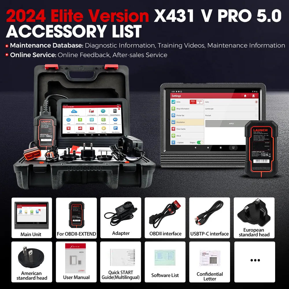 Launch X431 PRO V5.0 – Escáner Automotriz Bidireccional Inalámbrico (Español) + Adaptadores OBD1