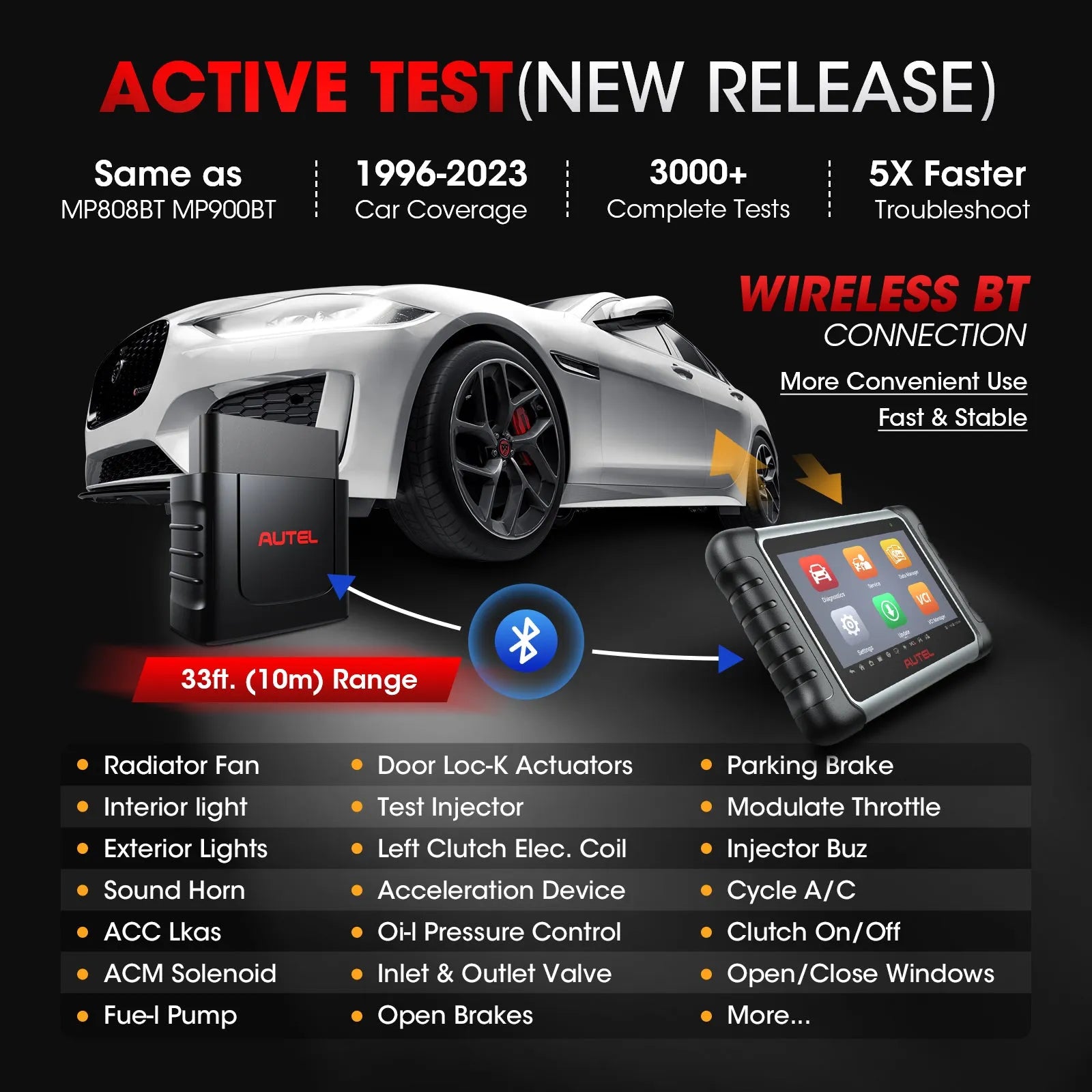 Autel MaxiCOM MK808BT PRO – Escáner Bidireccional con 36+ Funciones de Servicio