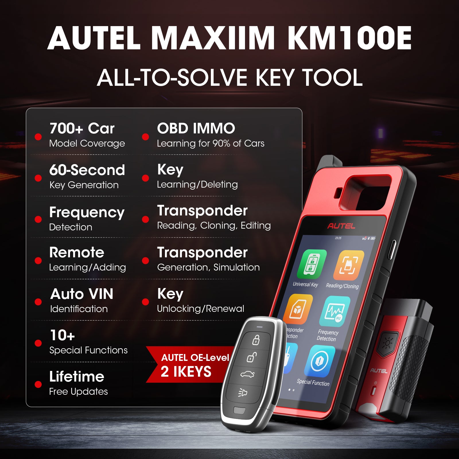 Autel KM100 Programador de Llaves & Chips | Updates De Por Vida + 2 llaves