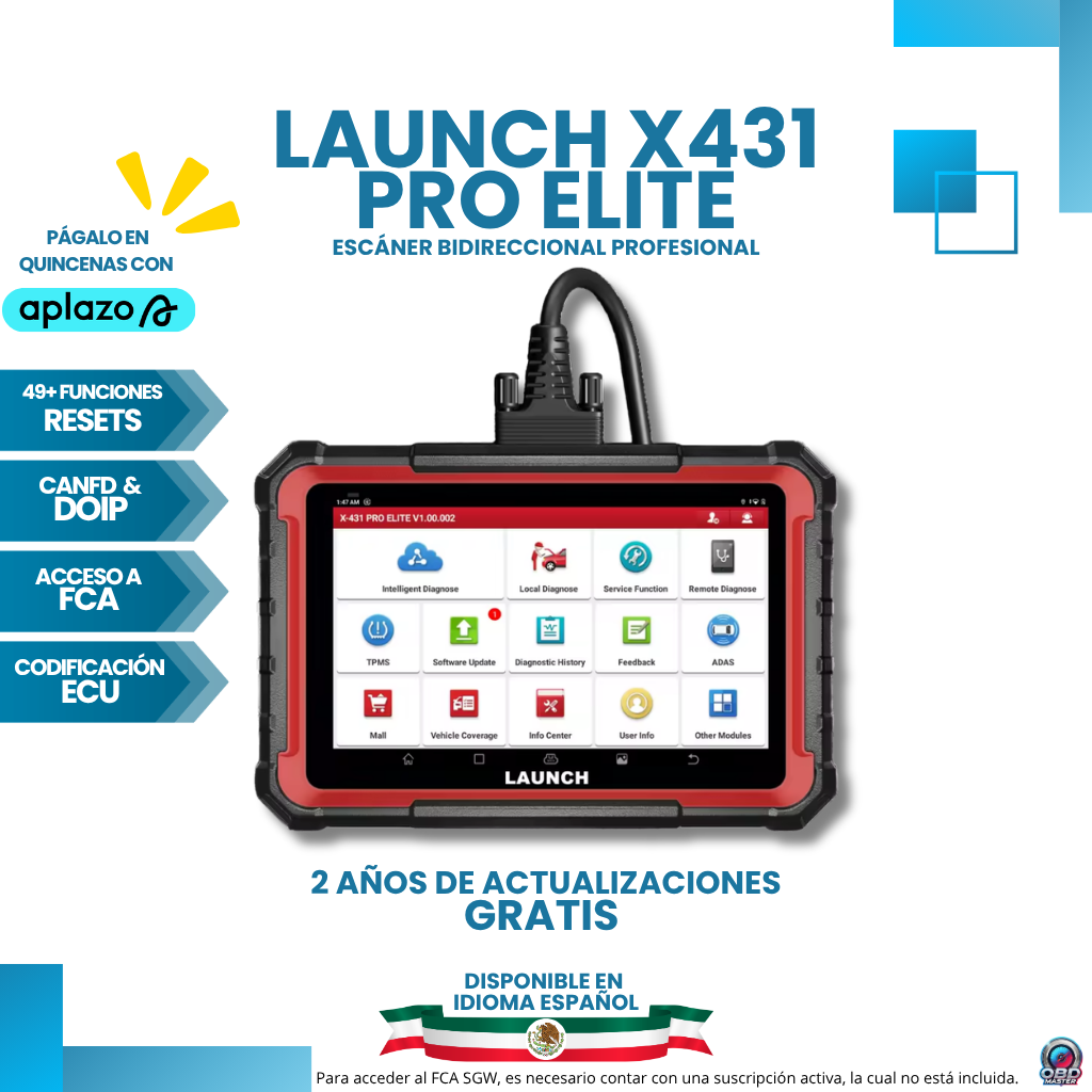 LAUNCH X431 PRO ELITE (Modelo 2026) - Scanner Profesional Bidireccional con Codificación ECU y Mapeo de Sistemas.