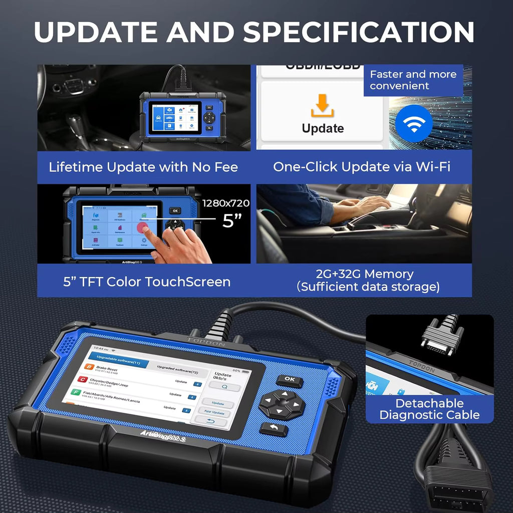 TOPDON Artidiag600S Scanner: 4 System Diagnostics + 9 Reset Services (Free Updates) 
