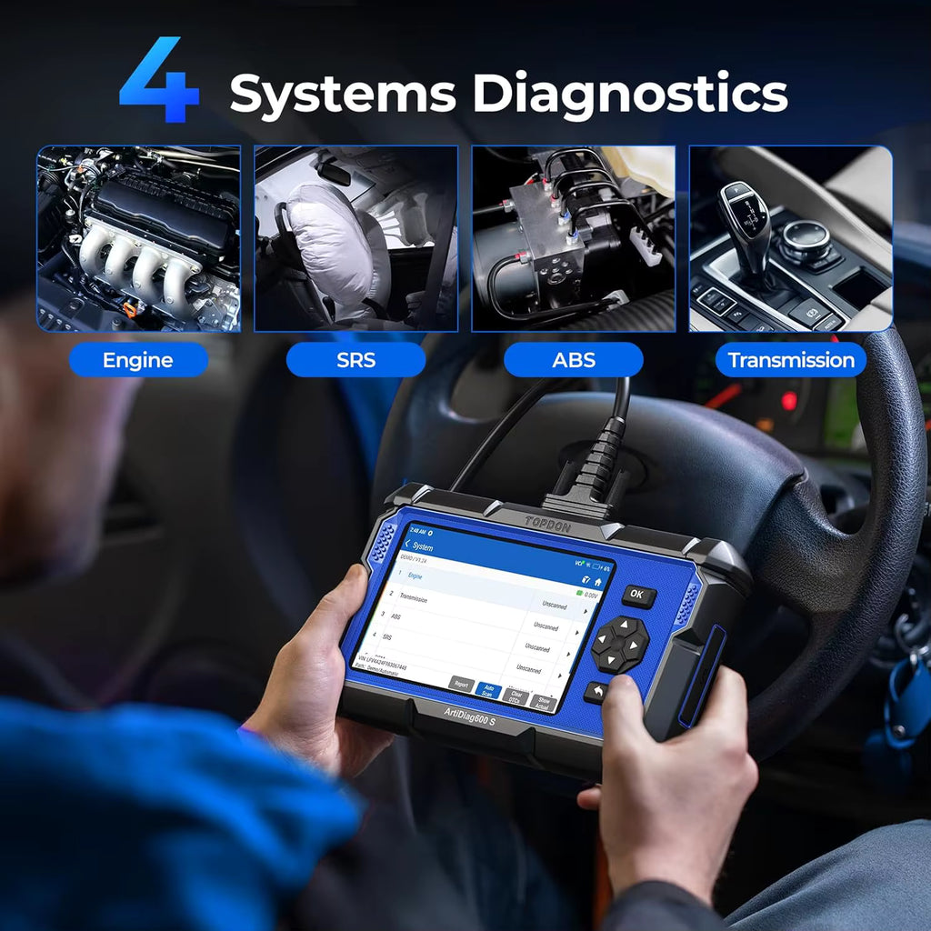 TOPDON Artidiag600S Scanner: 4 System Diagnostics + 9 Reset Services (Free Updates) 